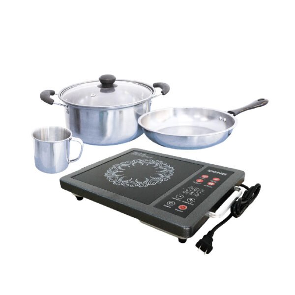 Kit de Cocina eléctrica de inducción + Set de 2 Ollas y Jarra de acero inoxidable